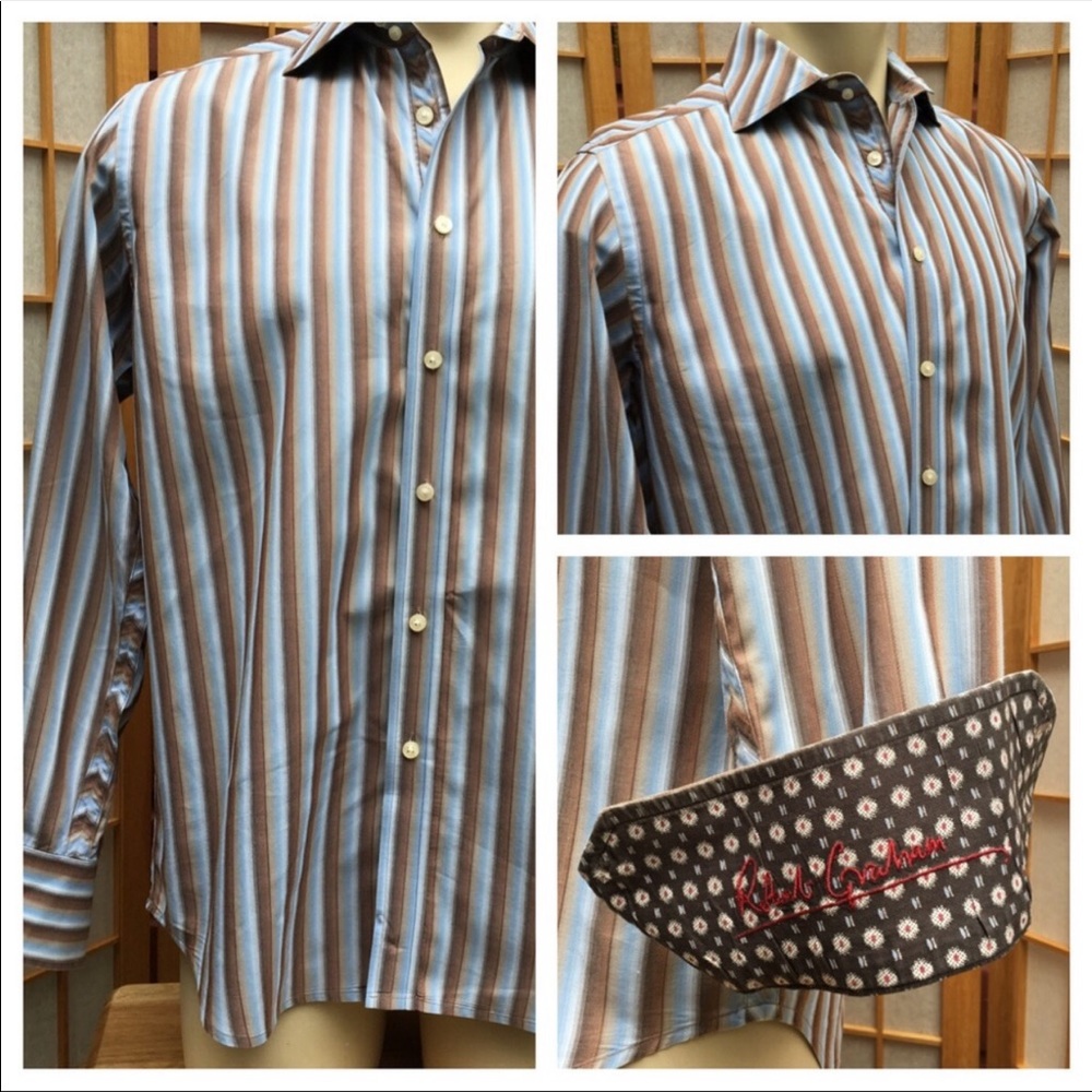 Robert Graham Striped Long Sleeve Shirt SZ M